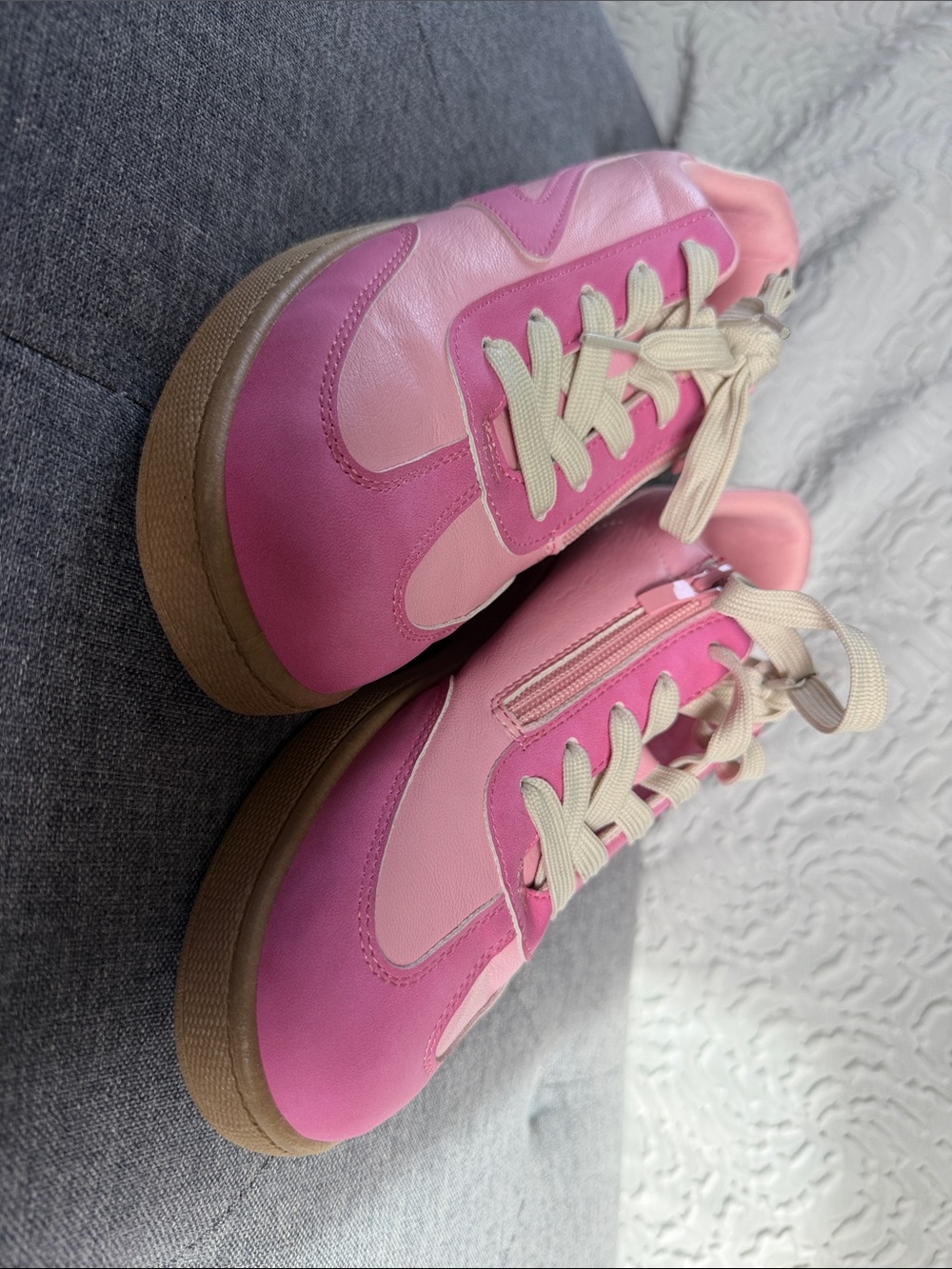 Dolce Vita Two-Tone Pink Kids Sneakers with Cream Laces